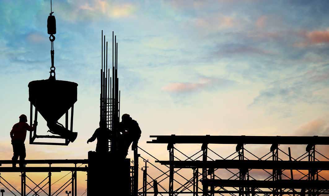 Construction team working on a concrete structure